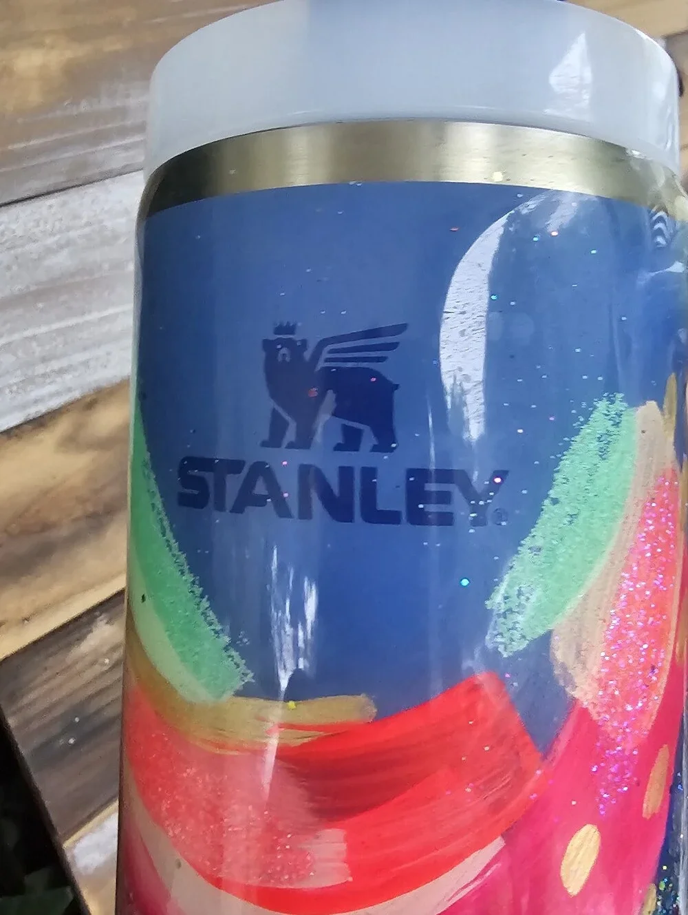 Suze Ford Custom Hand Painted Stanley Tumbler 30z Brush Strokes Limited Edition - Picture 15 of 17